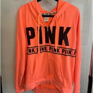 PINK Coral Zip Up Sweater